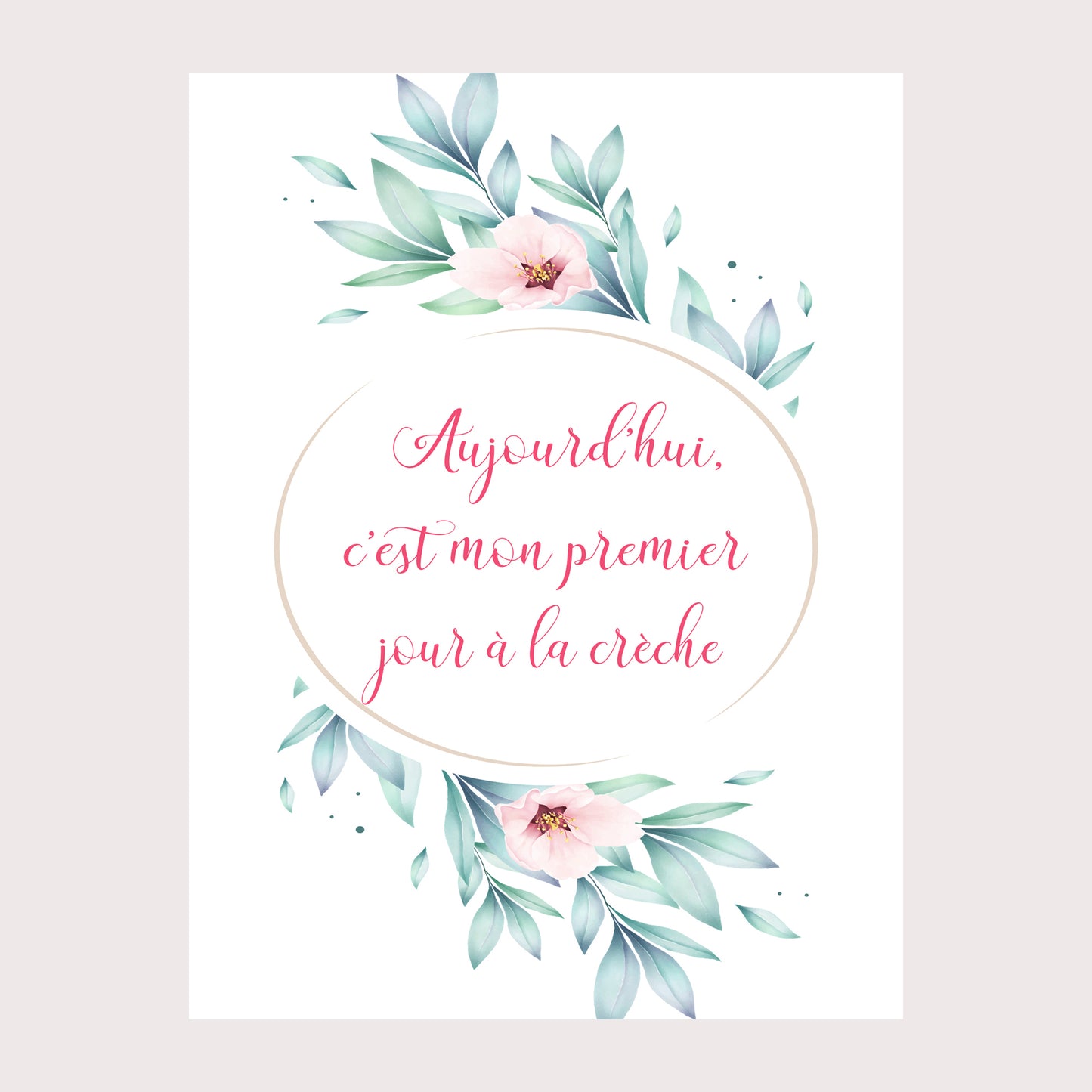 Cartes premières fois de bébé floral vert