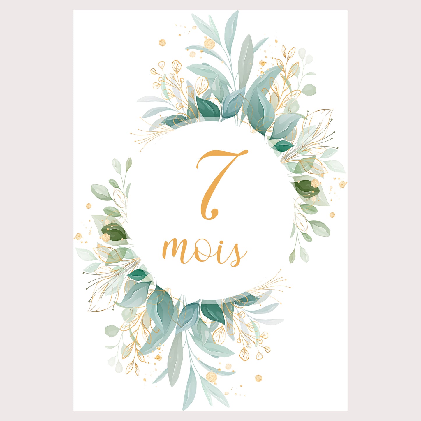 Carte étape bébé floral vert
