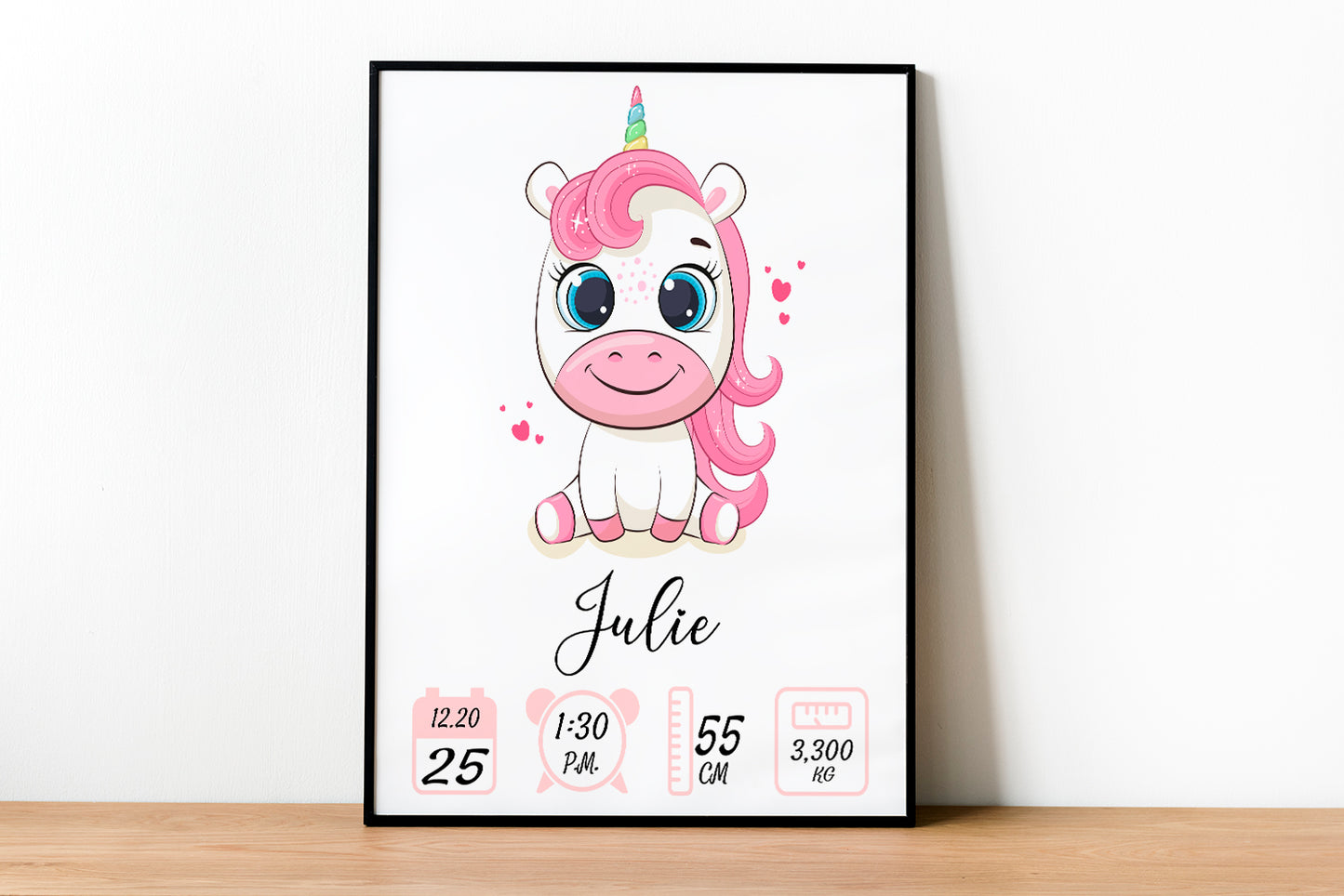 affiche de naissance licorne