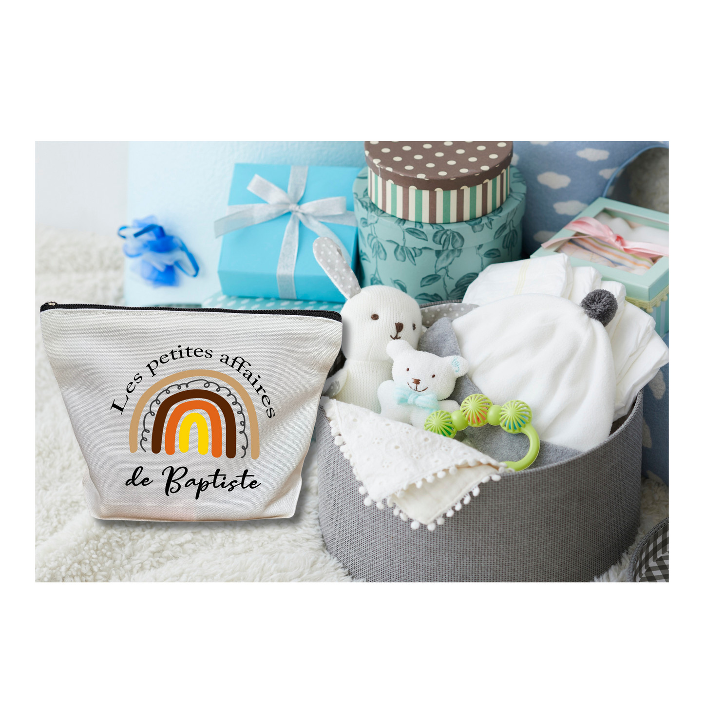 Trousse Personnalisable Arc-en-ciel pour Enfant - Cadeau Unique de Naissance à l'École