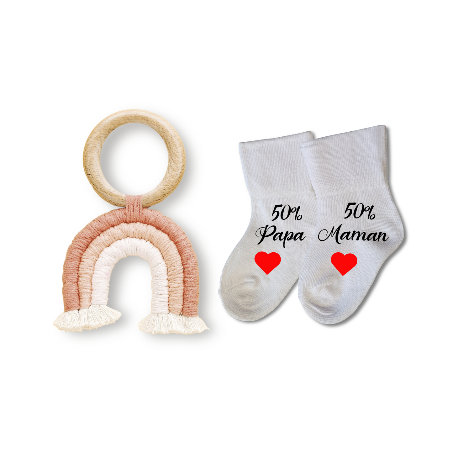 Chaussettes Bébé Naissance Personnalisées 0-6 Mois - Cadeau Unique Futurs Parents - Édition Spéciale Maman et Papa