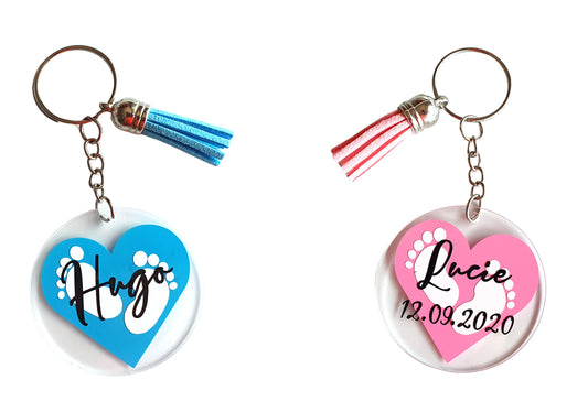 Porte clé naissance idée cadeau - porte clef personnalisable bébé - cadeau maman, papa