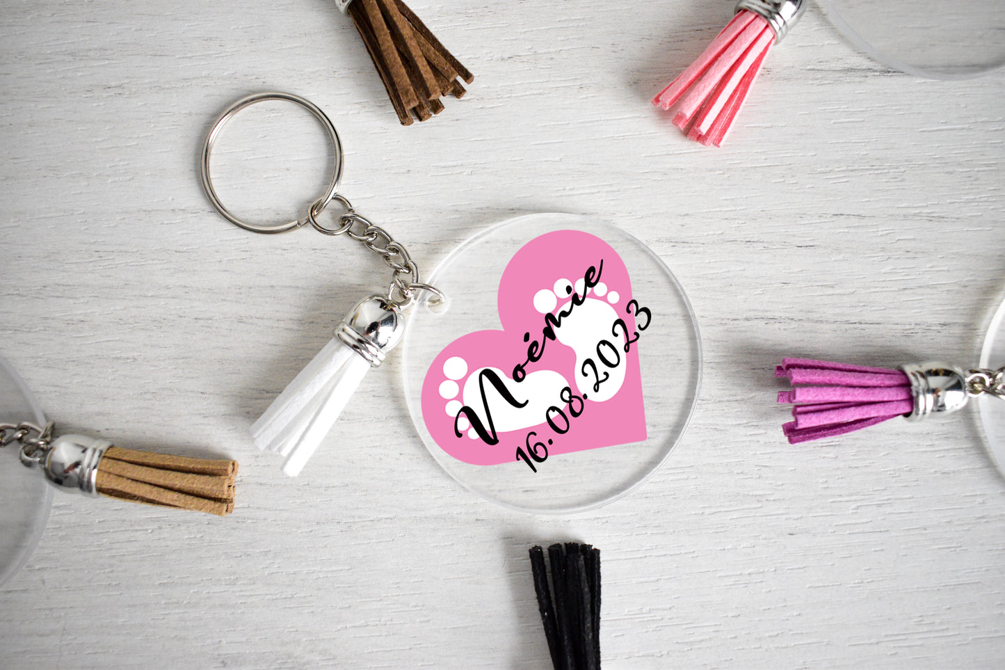 Porte clé naissance idée cadeau - porte clef personnalisable bébé - cadeau maman, papa