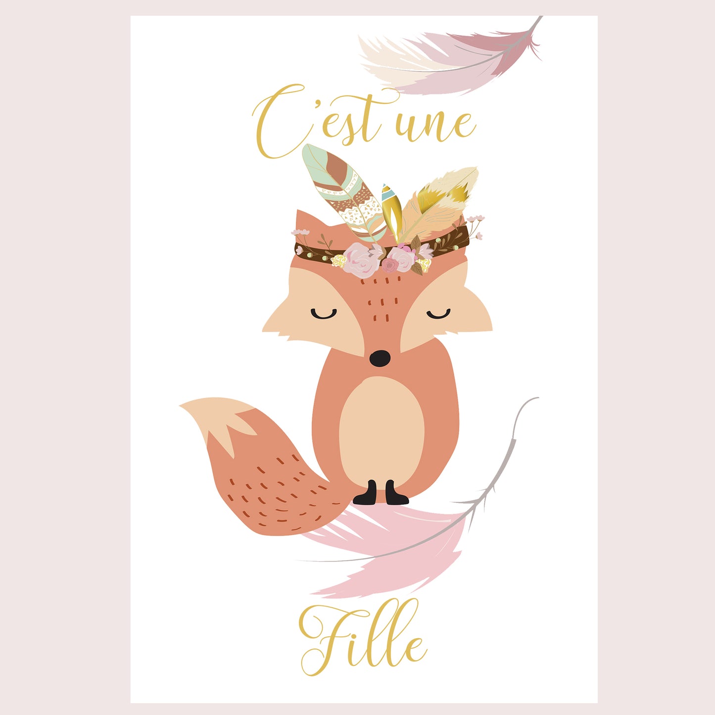 Carte étape grossesse motif renard
