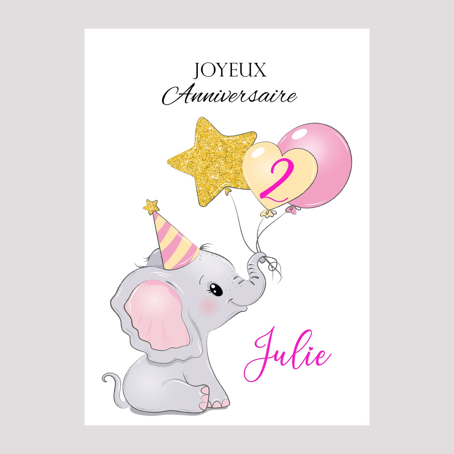 Carte anniversaire éléphant